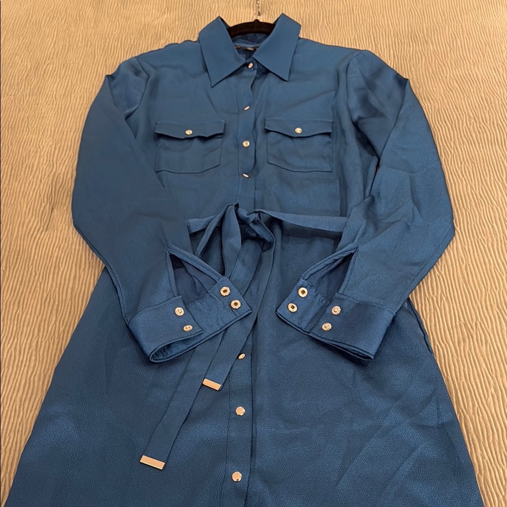 White House Black Market Belted Shirt Dress size 4